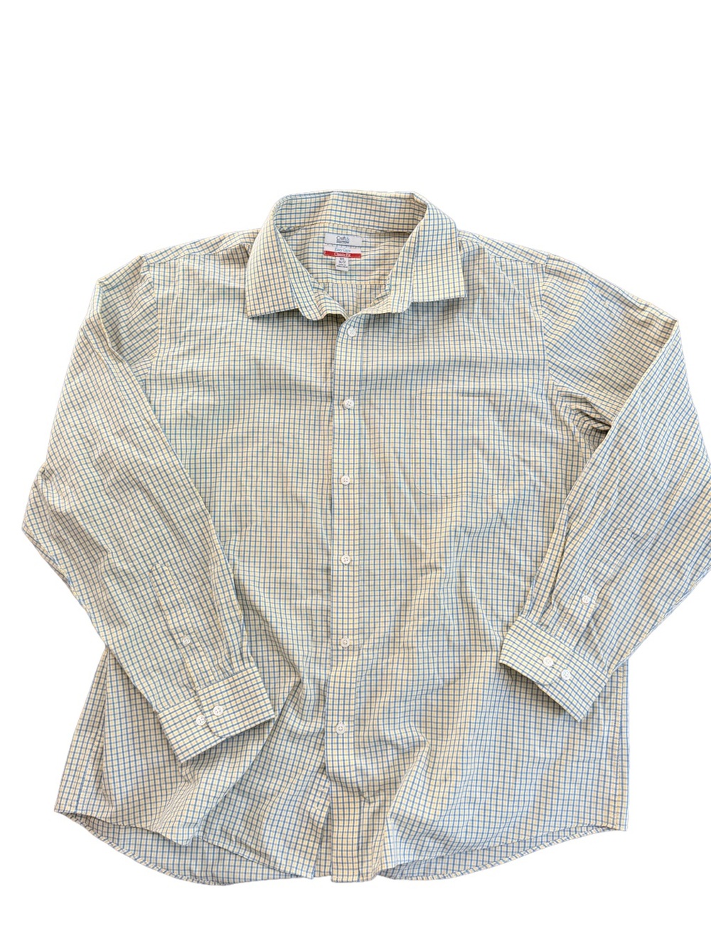 croft & barrow Men’s Light Blue White Checked Button-Down Shirt 18.5 36/37 XL